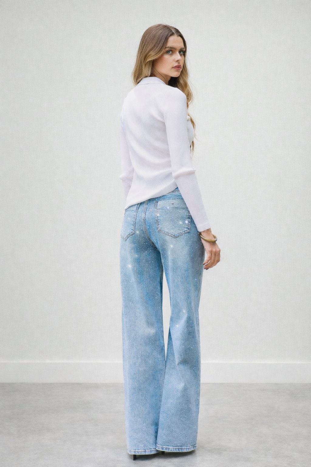 Crystal Blue  High-Rise Jeans