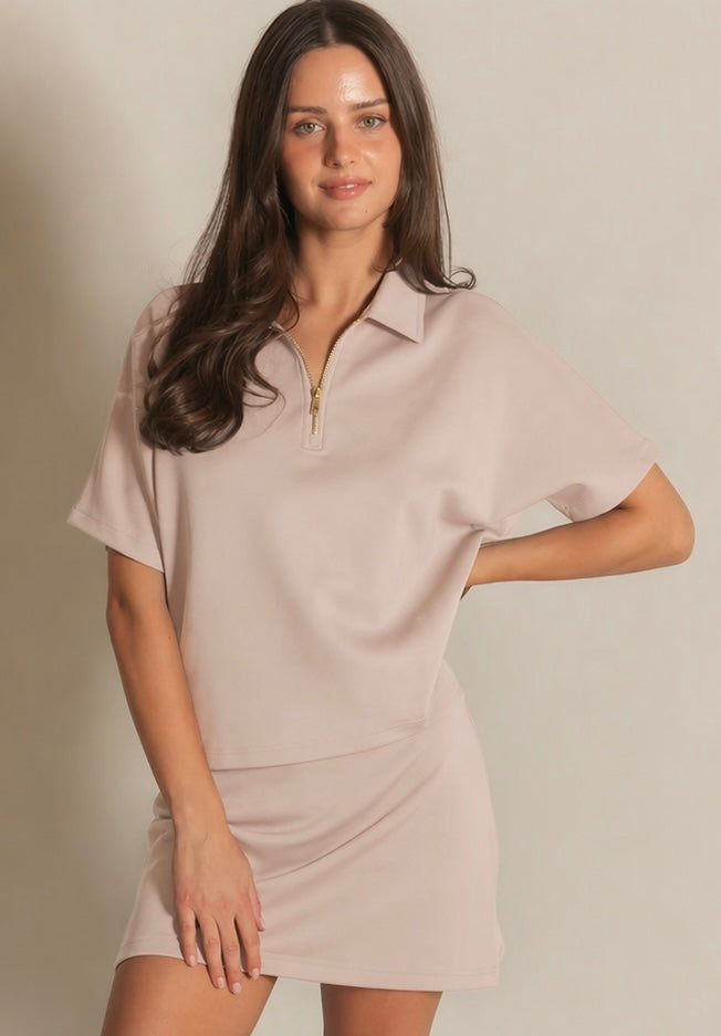 The Luxe Quarter Zip Tee