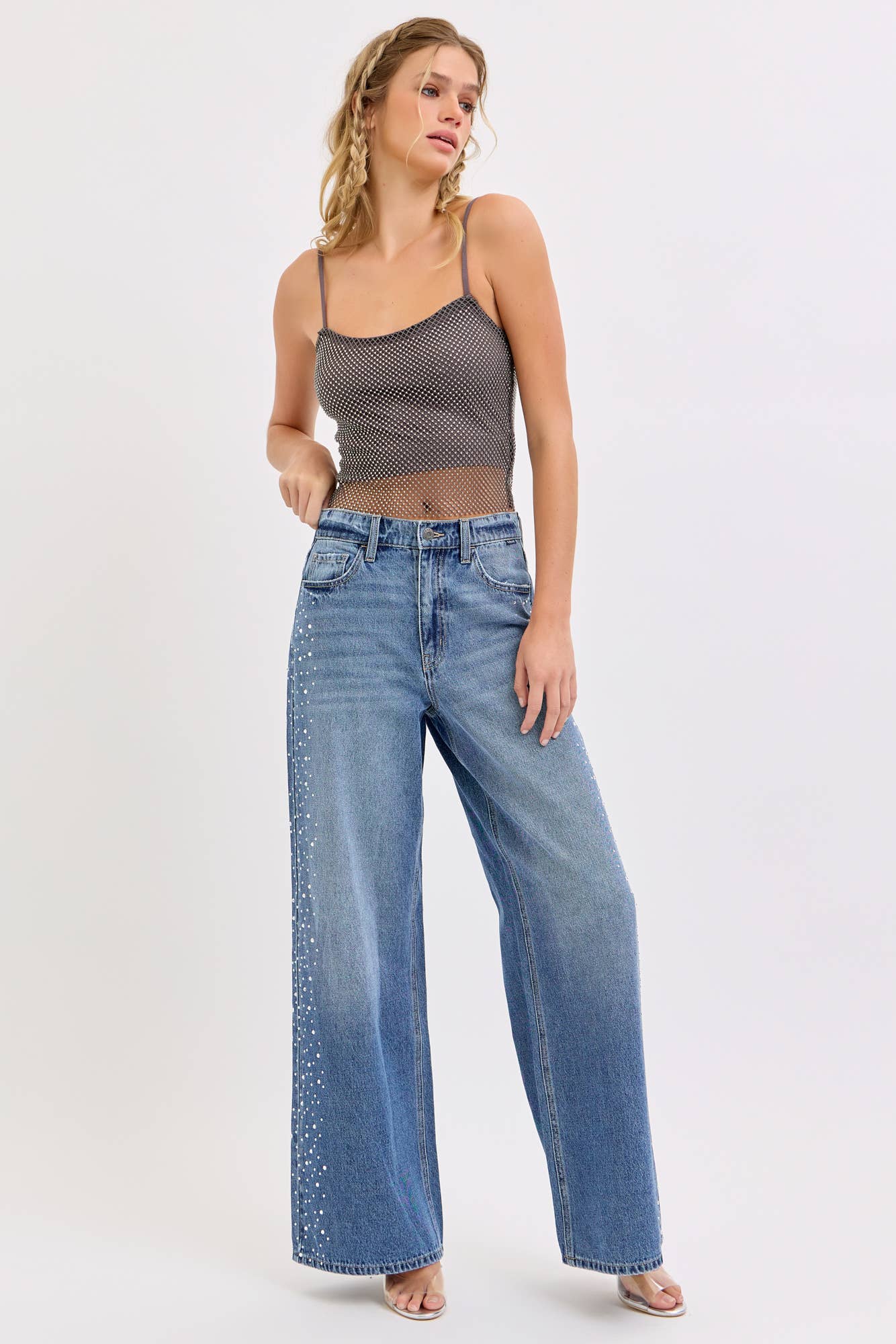 Lumière Crystal Wide-Leg Jeans