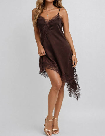 Ladies Satin V-Neck Lace