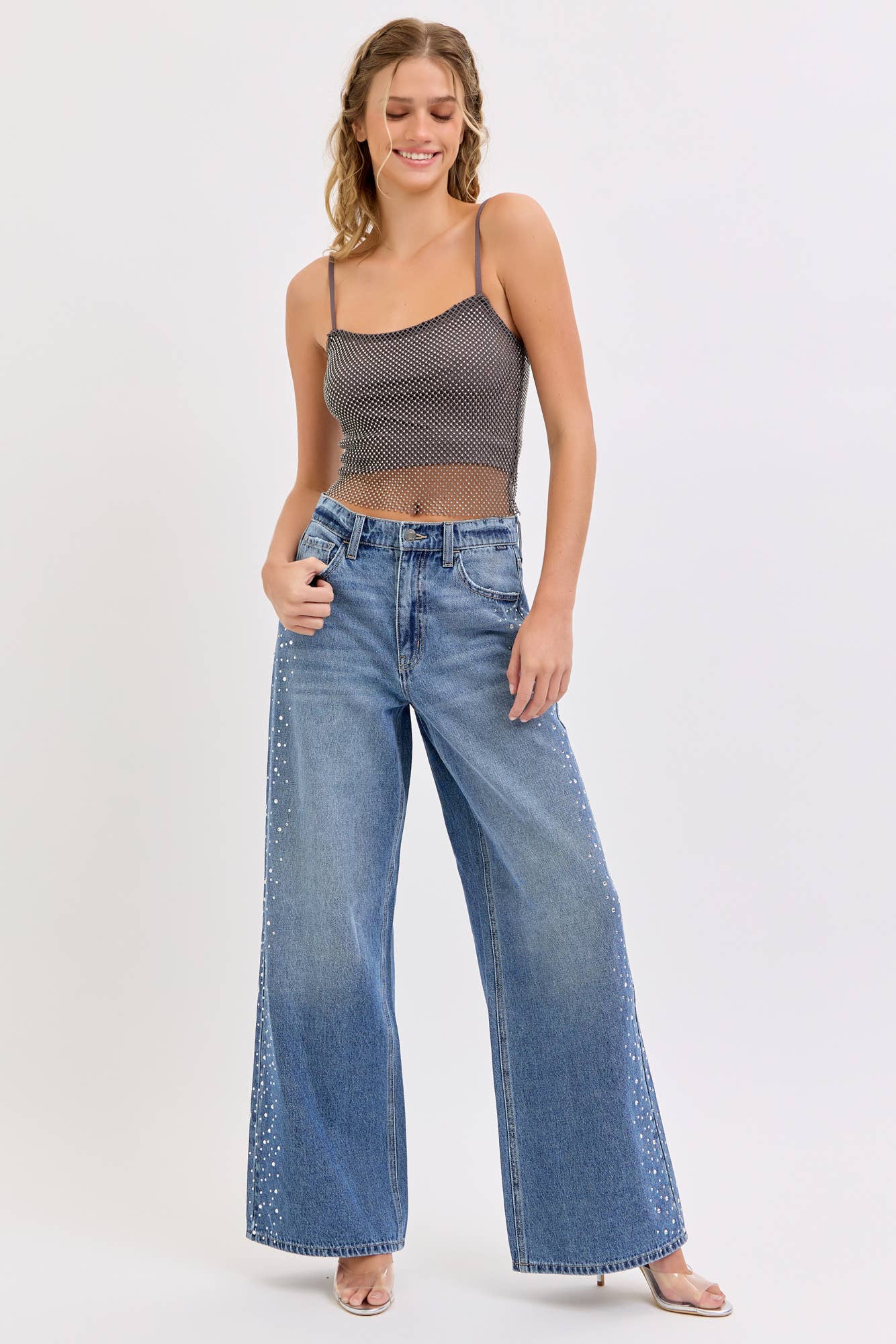 Lumière Crystal Wide-Leg Jeans