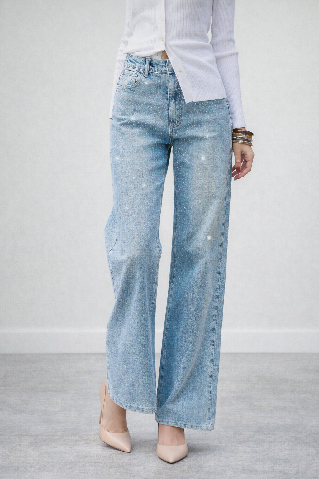 Crystal Blue  High-Rise Jeans