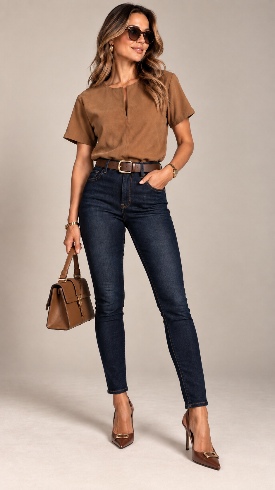 Faux Suede V-Neck Top